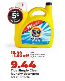 Hy-Vee Tide Simply Clean laundry detergent offer