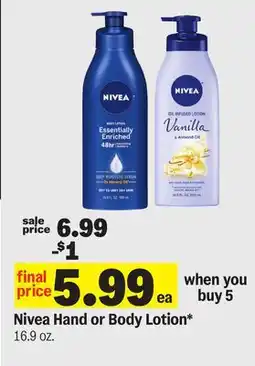Meijer Nivea Hand or Body Lotion offer