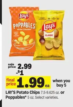 Meijer LAY'S Potato Chips 7.5-9.625 oz. or Poppables* 5 oz offer