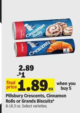Meijer Pillsbury Crescents, Cinnamon Rolls or Grands Biscuits offer