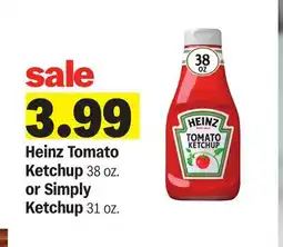 Meijer Heinz Tomato Ketchup 38 oz. or Simply Ketchup 31 oz offer