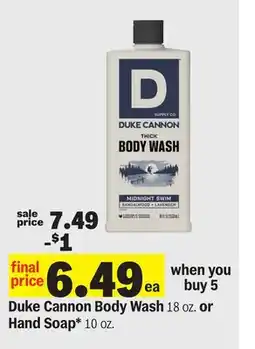 Meijer Duke Cannon Body Wash 18 oz. or Hand Soap* 10 oz offer