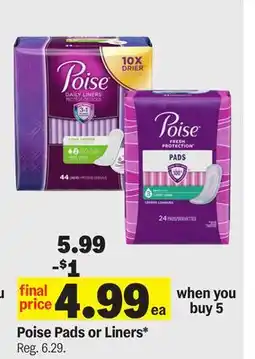 Meijer Poise Pads or Liners offer