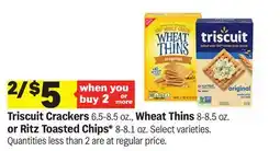 Meijer Triscuit Crackers 6.5-8.5 oz., Wheat Thins 8-8.5 oz. or Ritz Toasted Chips* 8-8.1 oz offer