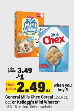 Meijer General Mills Chex Cereal 12-14 oz. box or Kellogg's Mini Wheats* 13.3-16 oz. box offer