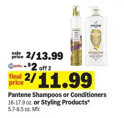Meijer Pantene Shampoos or Conditioners 16-17.9 oz. or Styling Products* 5.7-8.5 oz offer