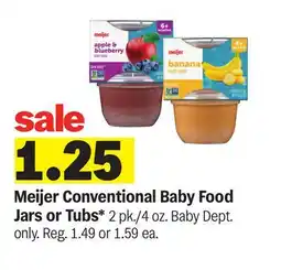Meijer Meijer Conventional Baby Food Jars or Tubs offer