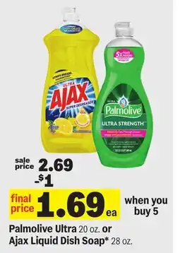 Meijer Palmolive Ultra 20 oz. or Ajax Liquid Dish Soap* 28 oz offer