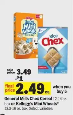 Meijer General Mills Chex Cereal or Kellogg’s Mini Wheats offer