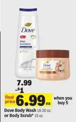Meijer Dove Body Wash or Body Scrub offer