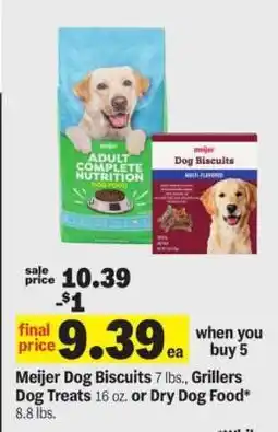 Meijer Meijer Dog Biscuits, Grillers Dog Treats or Dry Dog Food offer