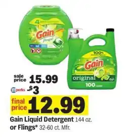 Meijer Gain Liquid Detergent or Flings offer