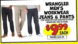 Ollie's WRANGLER MEN'S WORKWEAR JEANS & PANTS offer