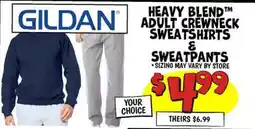 Ollie's GILDAN HEAVY BLEND TM GILDAN ADULT CREWNECK SWEATSHIRTS SWEATPANTS offer