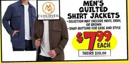 Ollie's MEN'S QUILTED SHIRT JACKETS offer