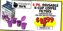 Ollie's MADISON YORK 4 РК. REUSABLE K-CUP COFFEE FILTERS offer