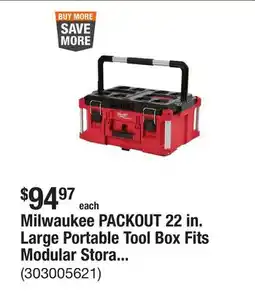 The Home Depot Milwaukee PACKOUT 22 in. Large Portable Tool Box Fits Modular Storage System offer