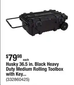 The Home Depot Husky 36.5 in. Black Heavy Duty Medium Rolling Toolbox with Keyed Lock offer