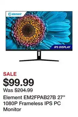 Office Depot Element EM2FPAB27B 27 1080P Frameless IPS PC Monitor offer