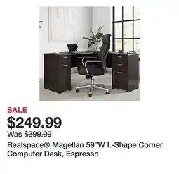 Office Depot Realspace Magellan 59W L-Shape Corner Computer Desk, Espresso offer
