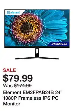 Office Depot Element EM2FPAB24B 24 1080P Frameless IPS PC Monitor offer