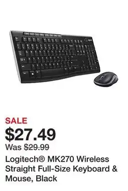 Office Depot Logitech MK270 Wireless Straight Full-Size Keyboard & Mouse, Black offer