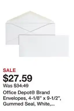 Office Depot Office Depot Brand Envelopes, 4-1/8 x 9-1/2, Gummed Seal, White, Box Of 500 offer