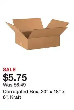 Office Depot Corrugated Box, 20 x 18 x 6, Kraft offer