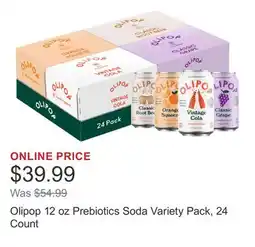 Costco Olipop 12 oz Prebiotics Soda Variety Pack, 24 Count offer