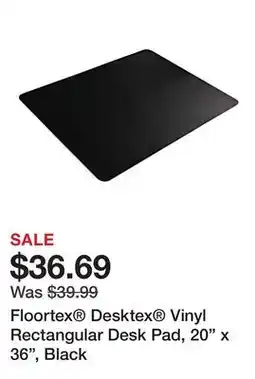Office Depot Floortex Desktex Vinyl Rectangular Desk Pad, 20 x 36, Black offer