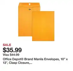 Office Depot Office Depot Brand Manila Envelopes, 10 x 13, Clasp Closure, Brown Kraft offer