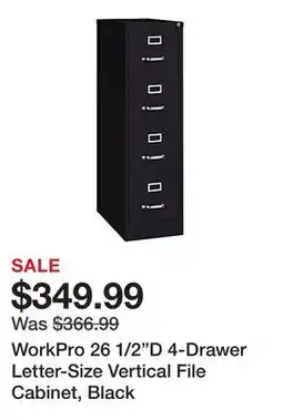 Office Depot WorkPro 26 1/2D 4-Drawer Letter-Size Vertical File Cabinet, Black offer