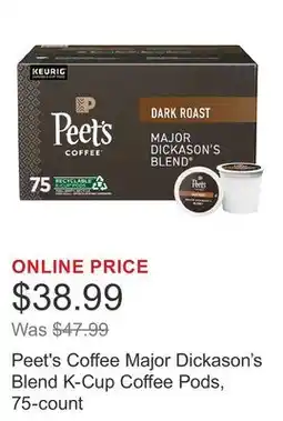 Costco Peet's Coffee Major Dickason's Blend K-Cup Coffee Pods, 75-count offer