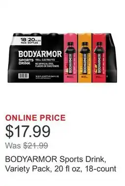 Costco BODYARMOR Sports Drink, Variety Pack, 20 fl oz, 18-count offer