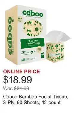 Costco Caboo Bamboo Facial Tissue, 3-Ply, 60 Sheets, 12-count offer