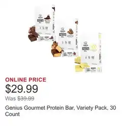 Costco Genius Gourmet Protein Bar, Variety Pack, 30 Count offer