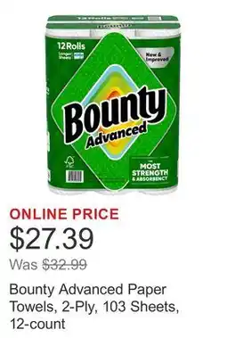 Costco Bounty Advanced Paper Towels, 2-Ply, 103 Sheets, 12-count offer