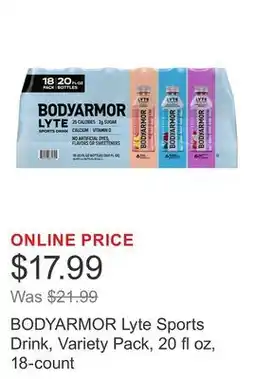 Costco BODYARMOR Lyte Sports Drink, Variety Pack, 20 fl oz, 18-count offer