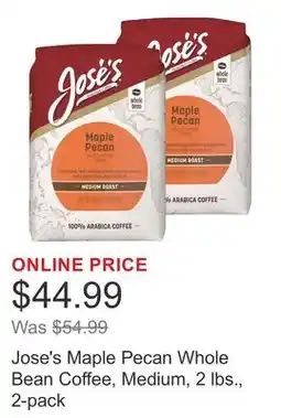 Costco Jose's Maple Pecan Whole Bean Coffee, Medium, 2 lbs., 2-pack offer