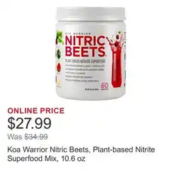 Costco Koa Warrior Nitric Beets, Plant-based Nitrite Superfood Mix, 10.6 oz offer