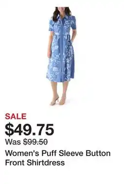 Belk Women's Puff Sleeve Button Front Shirtdress offer