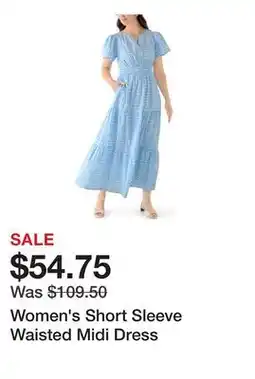 Belk Women's Short Sleeve Waisted Midi Dress offer