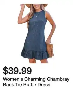 Belk Women's Charming Chambray Back Tie Ruffle Dress offer