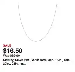 Belk Sterling Silver Box Chain Necklace, 16in., 18in., 20in., 24in., or 30in offer