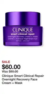Ulta Beauty Clinique Smart Clinical Repair Overnight Recovery Face Cream + Mask offer