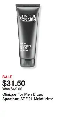 Ulta Beauty Clinique For Men Broad Spectrum SPF 21 Moisturizer offer