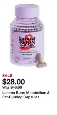 Ulta Beauty Lemme Burn: Metabolism & Fat-Burning Capsules offer