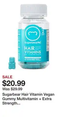 Ulta Beauty Sugarbear Hair Vitamin Vegan Gummy Multivitamin + Extra Strength Biotin 4 Week Supply offer