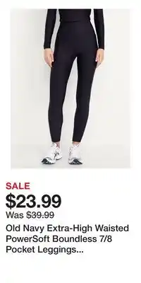 Old Navy Old Navy Extra-High Waisted PowerSoft Boundless 7/8 Pocket Leggings – No Front Seam offer