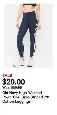 Old Navy Old Navy High-Waisted PowerChill Side-Striped 7/8 Cotton Leggings offer